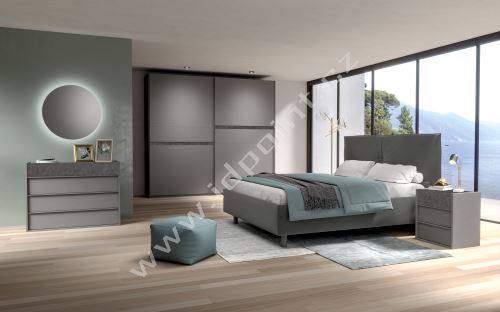 Čalouněná moderní postel s úložným prostorem