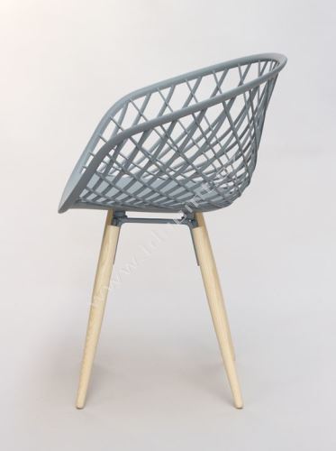 Moderní židle Harry s podnoží dub přírodní a sedák plast svetle šedý hedvábně matný