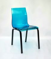 Jídelní židle Gel-R LNM SAZ podnož černý matný lak, sedák modrý plast