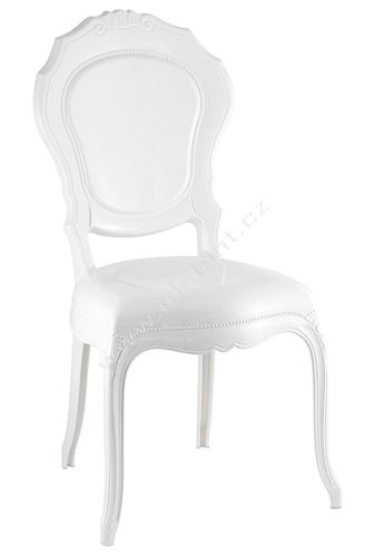 Plastová jídelní židle Passato z polykarbonátu plná bílá lesklá