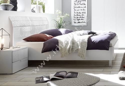 Manželská postel Xaos-P2-160 bílý mat v kombinaci s dekorem bílým