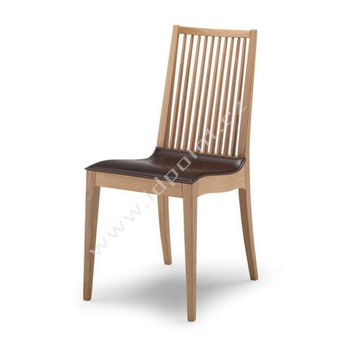 Jídelní židle Betty-2 GRE V04 podnož dubová nemořená, sedák pravá kůže hnědá