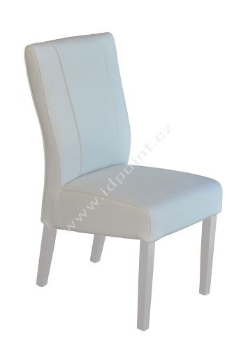 Jídelní židle Lucca podnož bílý mat, sedák imitace kůže bílá