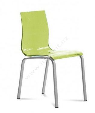 Jídelní židle Gel-R C SVE  podnož chromovaná sedák zelený plast