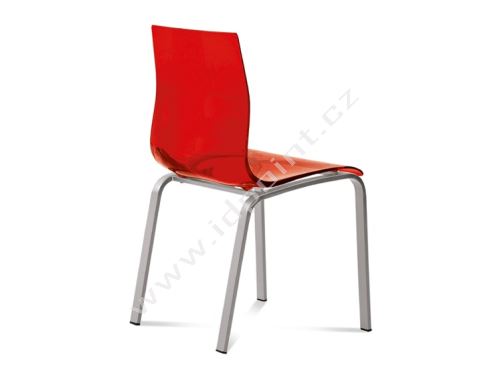 Jídelní židle Gel-R AS SRO podnož hliníkový lak, sedák červený plast