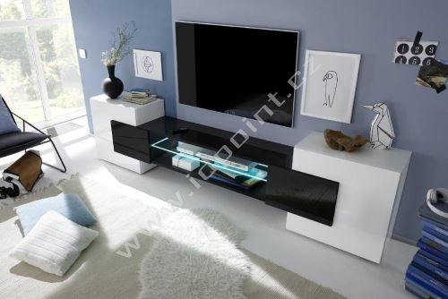Skříňka pod televizi Incastro-TV-S bílý lesklý lak a černý lesklý lak