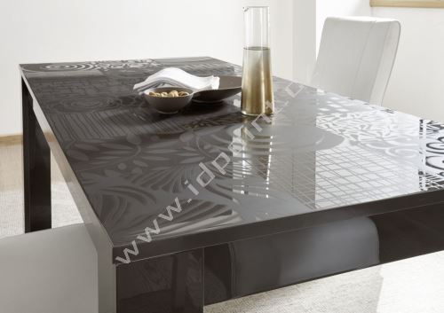 Jídelní stůl Xaos-T-180 podnož šedý lesk, deska šedý vzor