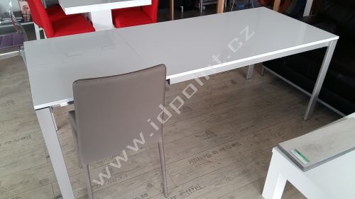 Rozkládací jídelní stůl Casual-140 podnož nerez, deska bílý lesk