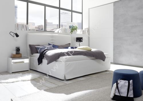 Čalouněná postel Full-P-160x200 LC01 bílá imitace kůže