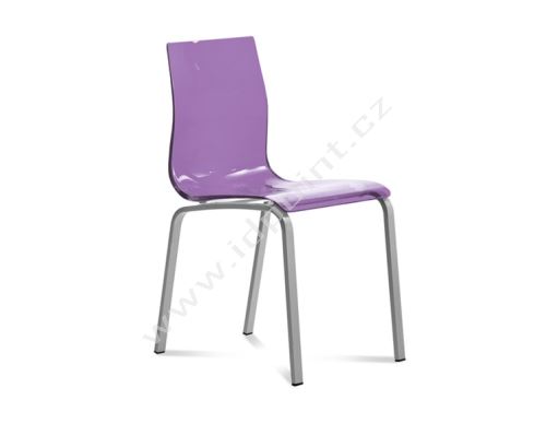 Jídelní židle Gel-R C podnož chromovaná sedák polycarbonát plast