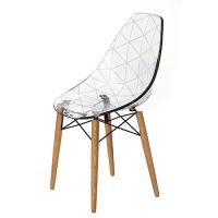 Jídelní židle Glamour dubové přírodní nohy a čirý plastový sedák