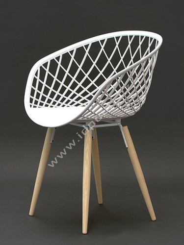 Moderní židle Harry s podnoží dub přírodní a sedák plast bílý matný