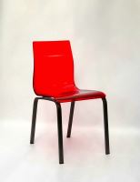 Jídelní židle Gel-R podnož černý matný lak, sedák červený plast