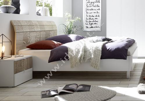 Manželská postel Xaos-P2-160 bílý mat v kombinaci s dekorem béžovým