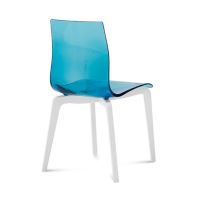 Jídelní židle Gel-L podnož bílý mat, sedák modrý plast