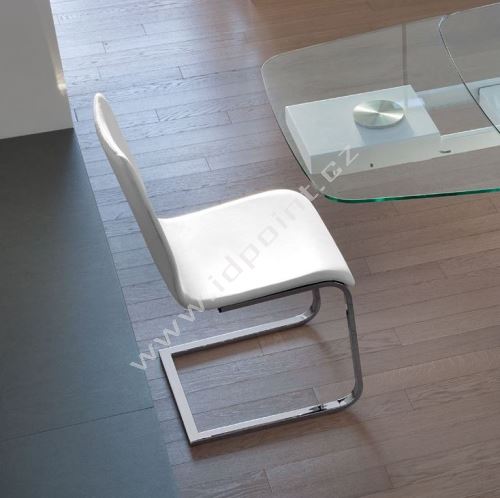 Jídelní židle Jude-SL C TO03 podnož chromovaná, sedák imitace kůže Time bílá