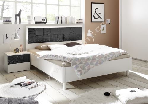 Manželská postel Xaos-P1-160 bílý mat v kombinaci s dekorem šedým