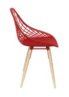 Moderní židle Philo s podnoží dub přírodní a sedák plast červený matný