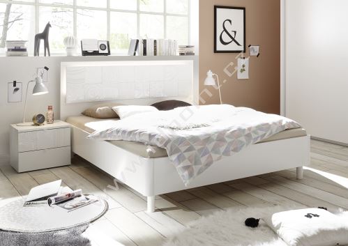 Manželská postel Xaos-P1-180 bílý mat v kombinaci s dekorem bílým