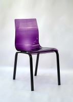 Jídelní židle Gel-R podnož černý matný lak, sedák fialový plast