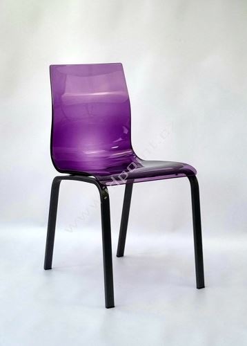 Jídelní židle Gel-R LNM SVI podnož černý matný lak, sedák fialový plast