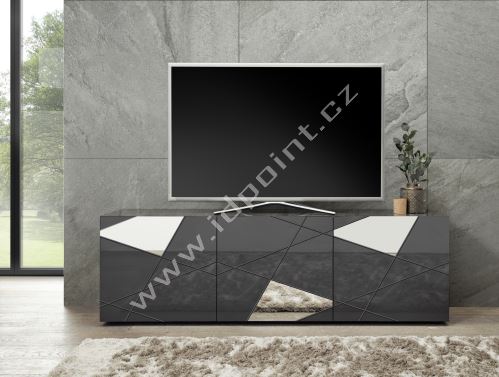 TV skříňka Vitoria-TV LGR šedý lesklý lak